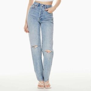 🔴 3/$30 Denim Forum Joni High Rise Loose Jean – Picture This Bleu Rip, 25×29